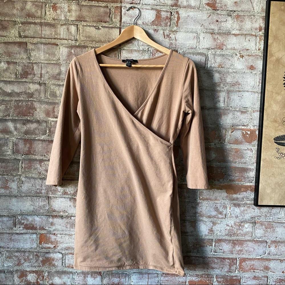 Forever21 + Mid Sleeve Bodycon Dress + Camel + XL